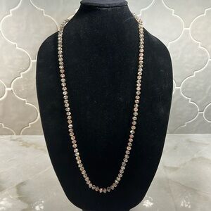 Clear with Blush Beaded Necklace.  18 Inches Long.  Reflects Light.  Costume.
